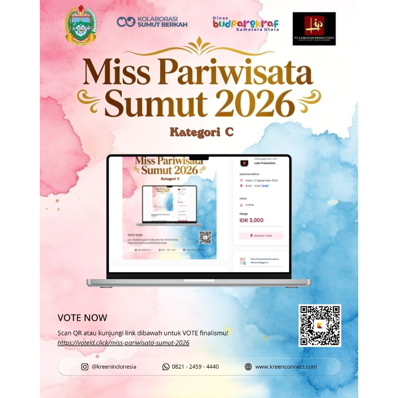 Miss Pariwisata Sumatera Utara 2026 Angkat Pesona Daerah dan Talenta Generasi Muda, Kreen Indonesia Dukung Voting Favorit Digital