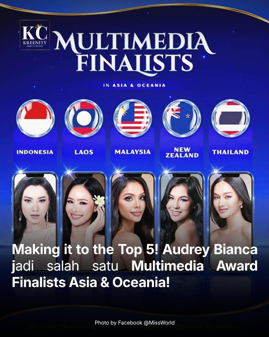 Audrey Bianca Raih Multimedia Award, Lolos Top 40 Miss World 2026